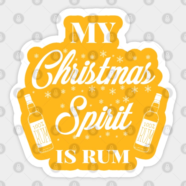 My Christmas spirit is rum, Funny Christmas pun, Alcohol holiday humour Sticker by ArtfulTat